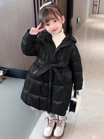 川孩女童冬装棉服2022新款儿童韩版棉袄女孩冬季中长款加厚网纱棉衣