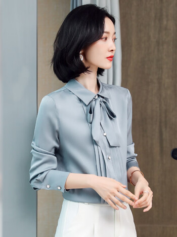 重磅真丝衬衫女长袖春秋季新款设计感小众高端桑蚕丝上衣衬衣女 