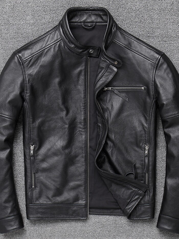 男装真牛皮头层牛皮皮衣机车海宁真皮男士简约休闲服皮夹克春秋款外套