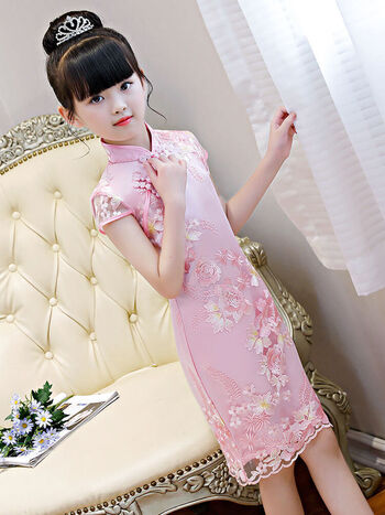 予瑾儿童旗袍女童小学生小孩旗袍女童旗袍连衣裙夏儿童礼服2021新款