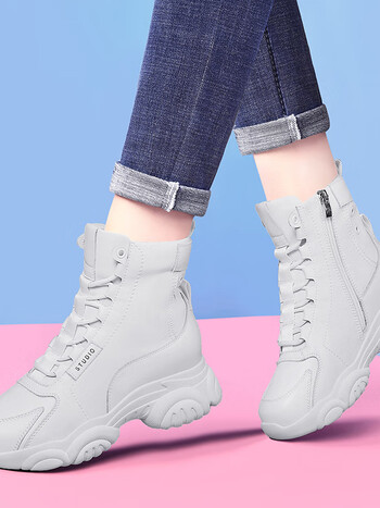 意尔康经典厚底牛皮雪地靴女新款加绒加厚冬季真皮女鞋冬女士保暖棉鞋