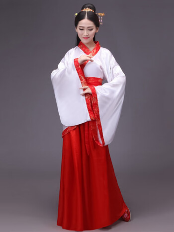 中国风女学生汉服红昭愿古装国学毕业成人礼双绕襦唐装演出服装 红色