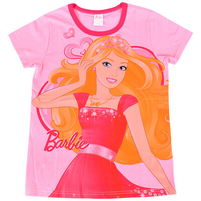 芭比(barbie)女童公主短袖t恤家居服上衣可爱时尚空调衫 sb94538 粉色