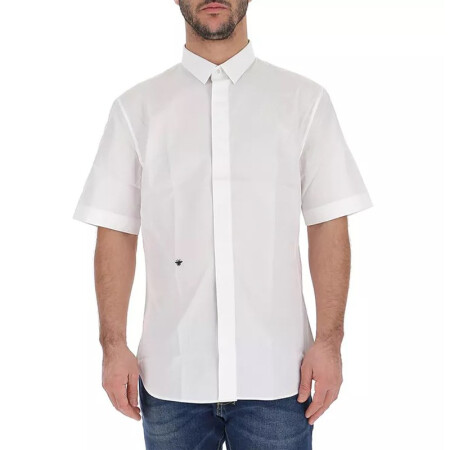 dior 迪奥2019年新款 男士白色棉质蜘蛛刺绣商务休闲短袖衬衫733c510b