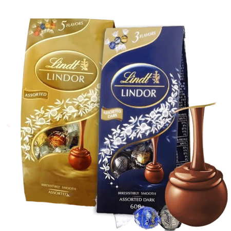 瑞士莲（lindt）进口软心巧克力袋装600g办公室休闲零食...