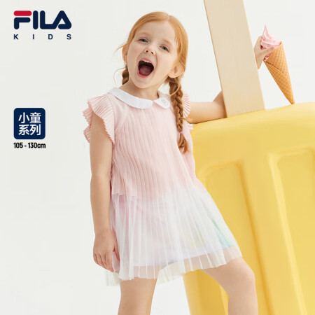 FILA斐乐童装儿童短袖连衣裙2023夏季女小童翻领可爱公主...