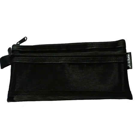 半透明考试尼龙笔袋 文具盒 铅笔收纳袋 网纱杂物收纳包 黑色5只装