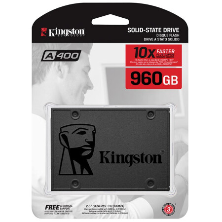 金士顿(Kingston) 960GB SSD固态硬盘 SATA3.0接口 适用笔记本台式机 A400系列