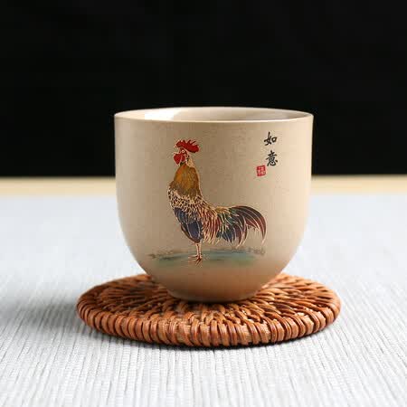 今满堂粗陶鸡缸杯家用品茗杯喝茶个人专用主人杯茶杯送礼鸡公杯茶.