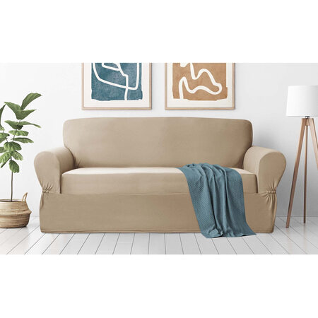 Zenna Home  棕褐色家具罩弹力毛绒沙发套1件套