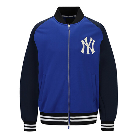 【韩国直邮】mlb外套 男女同款潮流休闲运动简约拼接棒球服 蓝色 85