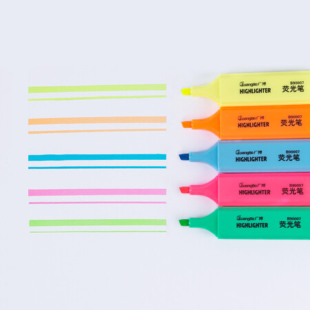 广博(guangbo)荧光笔考试复习重点标记笔 手帐可用水性记号笔 5色10支