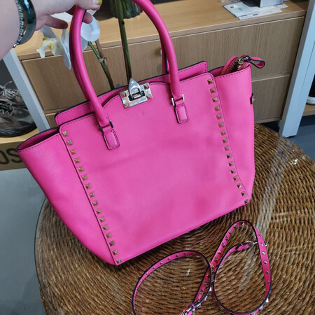 二手95新valentino华伦天奴全皮铆钉女士女款手提单肩包女包