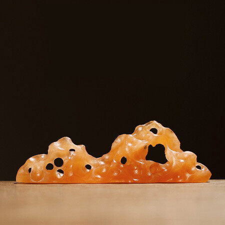 弘梅手工孤品毛笔笔架 中国太湖玉石笔搁笔山 文房四宝书法国画用品