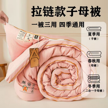 大豆纤维子母被四季通用二合一拉链款春秋被冬季学生加厚保暖被芯...