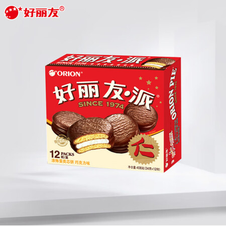 好丽友 Orion 巧克力派草莓抹茶蛋黄派提拉米苏Q蒂 巧克...