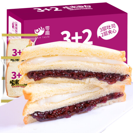 千丝3+2紫米面包400g奶酪吐司黑米夹心切片早餐糕点休闲小...