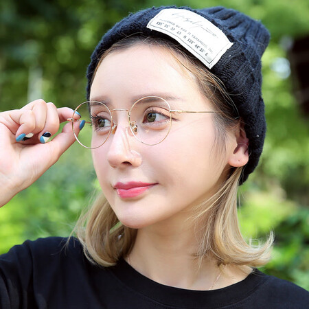 2019新品 无镜片眼框女复古韩版大圆脸文艺配眼镜架无镜片平光镜超轻