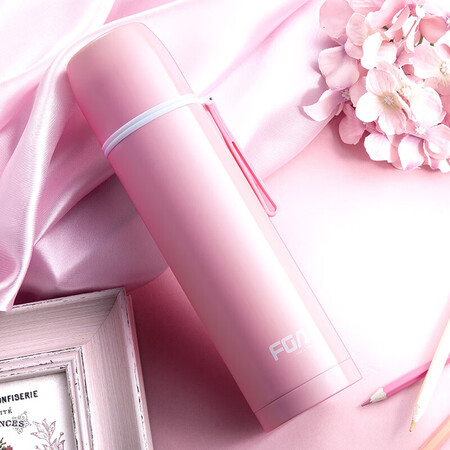 杯保温壶304不锈钢真空水杯户外运动旅行时尚头泡茶杯子460ml粉色粉色