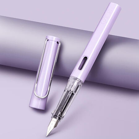 爱好(aihao)签字笔钢笔学生练字钢笔正姿可替换墨囊可擦钢笔 菖蒲色