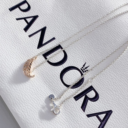 潘多拉（PANDORA）轻羽飞扬项链颈链羽毛小众设计感原创设...