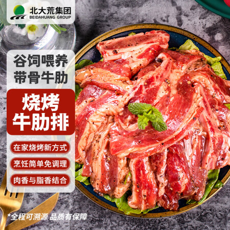 大荒优选 进口烧烤牛肋排700g 烤肉 调理秘制调味牛肋条肉...