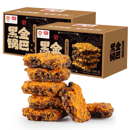 盼盼黑金锅巴肉松蟹黄味宿舍零食小吃办公下午茶休闲食品酥脆锅巴...