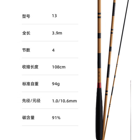 达亿瓦（DAIWA）24新款手竿钓鱼竿并继鲫鱼竿碳素插节杆台...