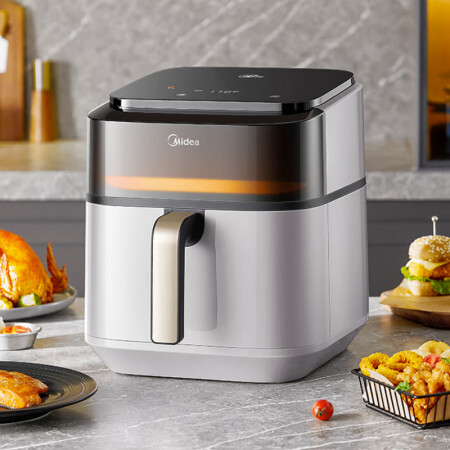 美的（Midea）炎烤空气炸锅 双热源免翻面 可视 家用大容...