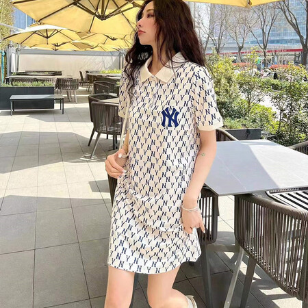 MLBpolo连衣裙女夏短袖纯棉经典时尚大码休闲运动气质显瘦...