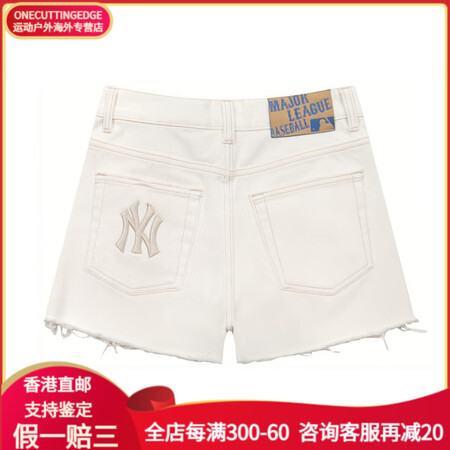 MLB纽约洋基队 运动休闲纯色中腰直筒短裤 女款 白色 白色...