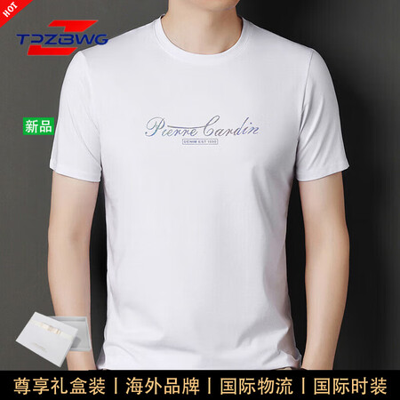 TPZBWG高端品牌男装圆领短袖t恤男士2025年夏季新款冰...