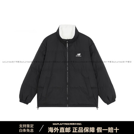 NEW BALANCE刺绣Logo双面穿立领保暖面包羽绒服冬...