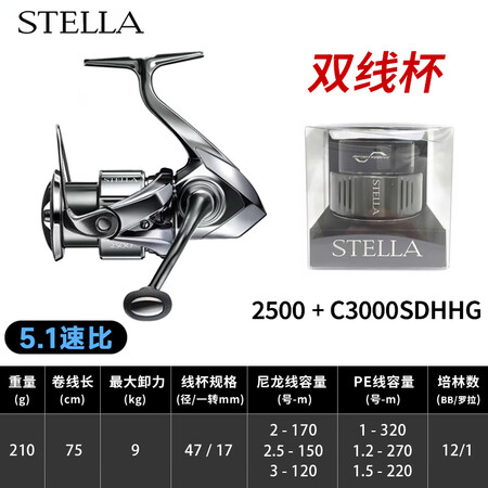 禧玛诺22款日本STELLA斯泰拉纺车轮线杯梦屋平衡杆套装金...