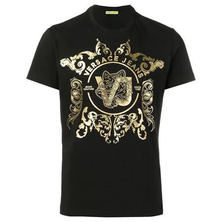 范思哲(versace)男t恤vj系列虎头图案圆领短袖黑色 b3gta76c 6620 y6a
