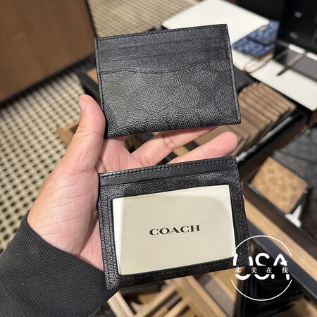 蔻驰（COACH）国内现货 Coach蔻驰 黑灰色卡包 多功...