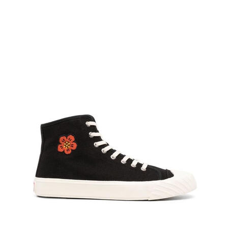 高田贤三（KENZO）高帮帆布鞋男系带前LOGO侧后LOGO...
