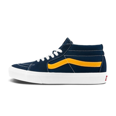 万斯（VANS）撞色拼接黄色蓝色SK8 MID黄条纹男女中帮...