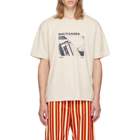 A.P.C.罗纹针织圆领男装T恤正面印花休闲百搭夏款 白色 ...