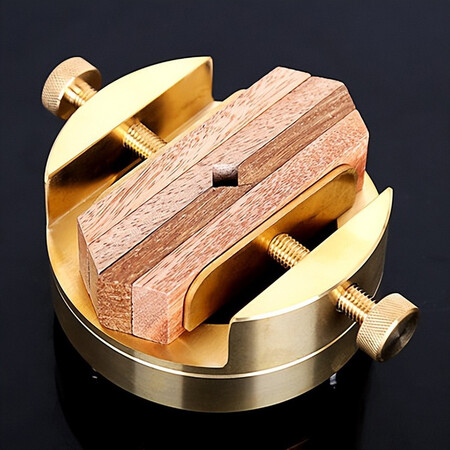 鸿月轩 篆刻印床 纯铜印床(双轴分体)大号 360°旋转圆形篆刻工具印章