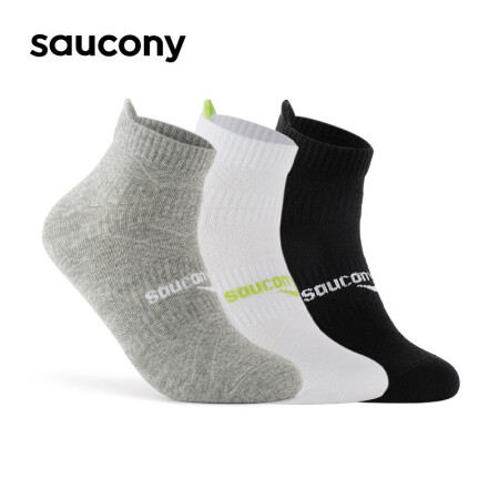 Saucony索康尼运动短袜（三双装）男女款吸汗透气短袜跑步...