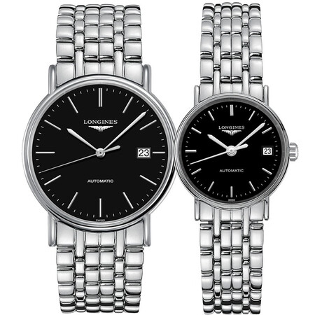 二手99新未使用瑞士浪琴longines手表时尚系列钢带自动机械情侣对表
