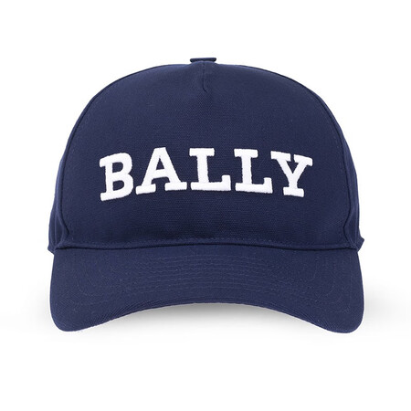 巴利（BALLY）帽子 男女通用棉质白色徽标刺绣图案鸭舌棒球...