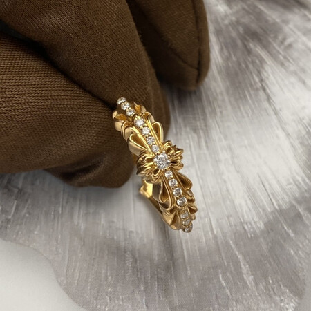 【二手95新】克罗心(chrome heart)22k金镶钻 开口戒指 52号 无附件