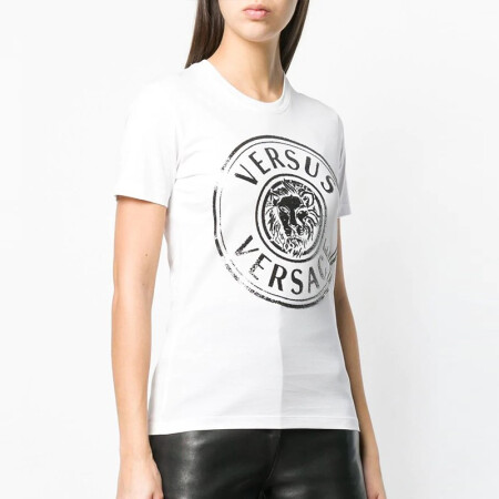versace 范思哲女装 19年新款t恤女士棉质狮头图案时尚短袖衫 bd90721