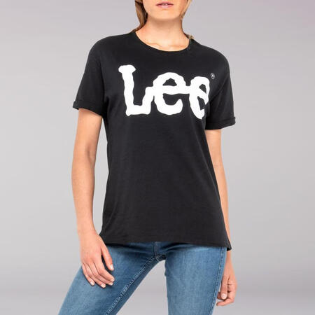 lee李t恤女款棉质字母logo短袖7101t8 black l