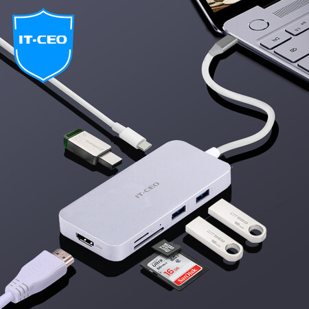 it-ceo type-c转hdmi转换器 usb-c扩展坞pd充电读卡器 转接头数据线
