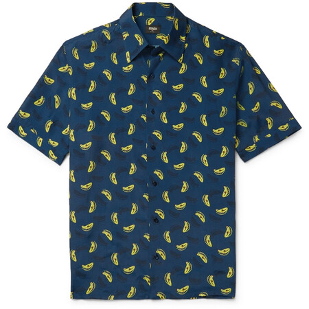 芬迪(fendi)奢侈品男装 3355557690 印花梭织衬衫 storm blue eu43