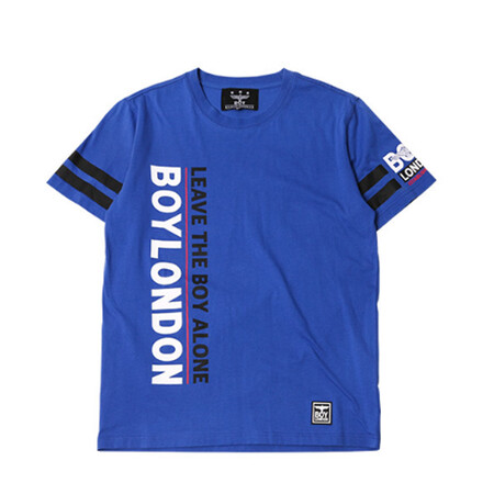 boylondon韩国潮牌t恤侧边字母图标短袖t恤 蓝色 s