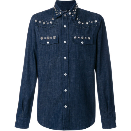 范瑟丝(versus)奢侈品男装 1204630997 cowboy 混合铆钉衬衫 blue 50